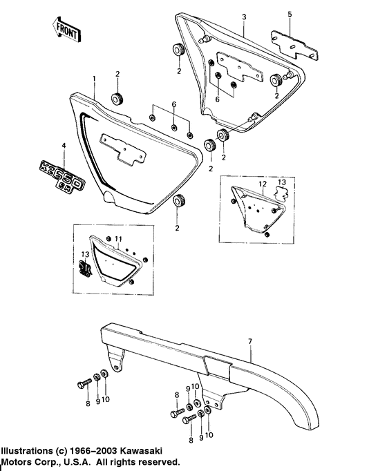 KZ650 Крышка боковая / защита цепи