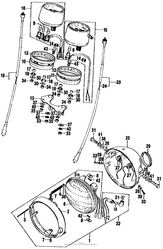 Headlight + speedometer + tachometer