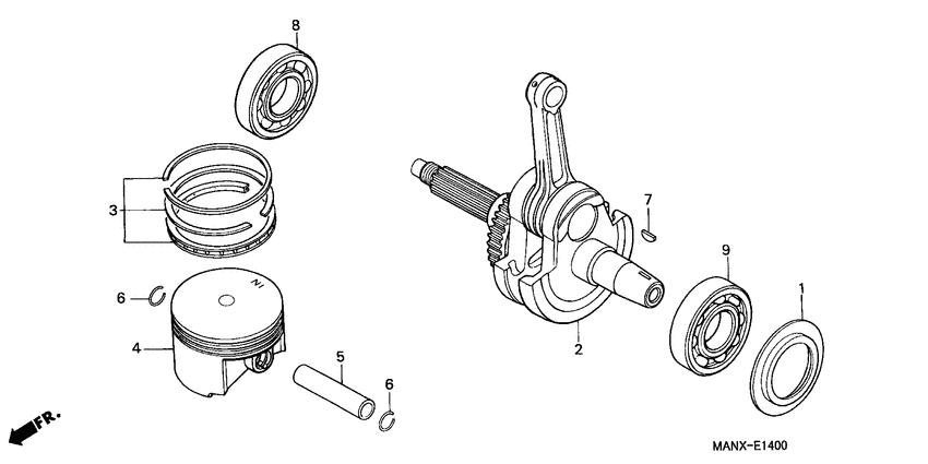 Piston/crankshaft