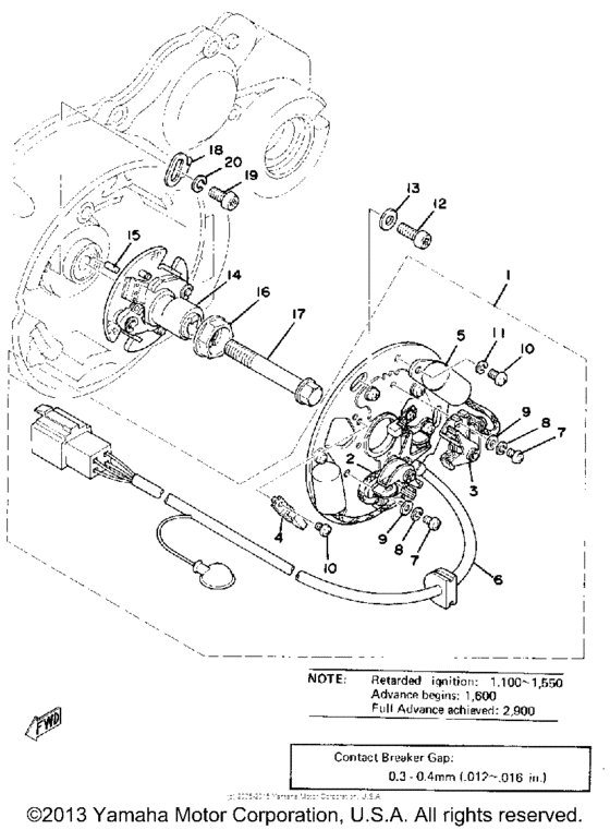 XS750-2D - 1977 Contact breaker - governor