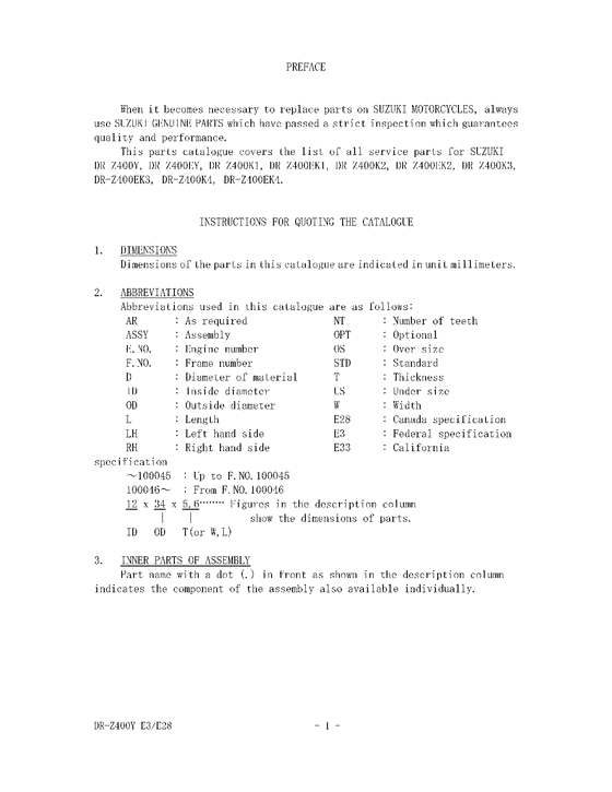 DR-Z400 Catalog preface