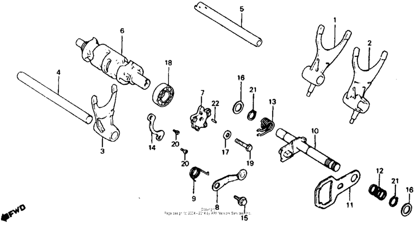 Shift drum + shift fork 81-82