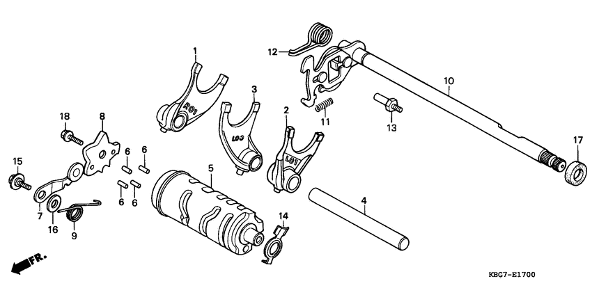 Shift drum/shift fork