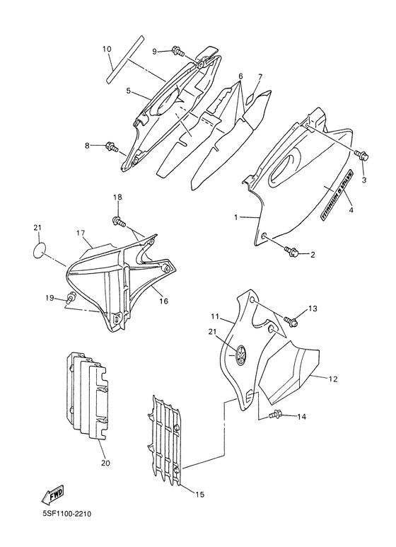 YZ426F Боковые обтекатели