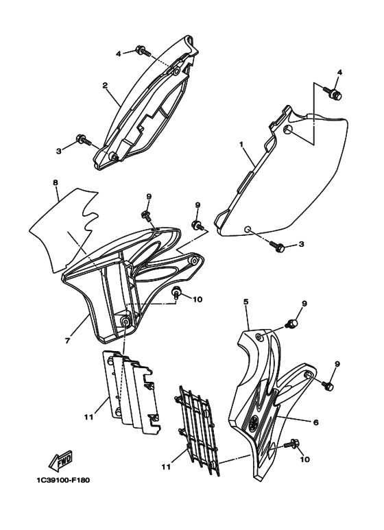 YZ125 YZ125W1 Боковая крышка