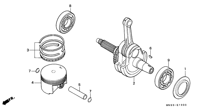 Piston/crankshaft