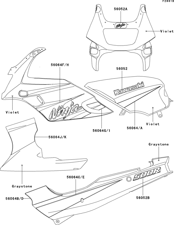 EX500 Decals(violet)(ex500-d8)
