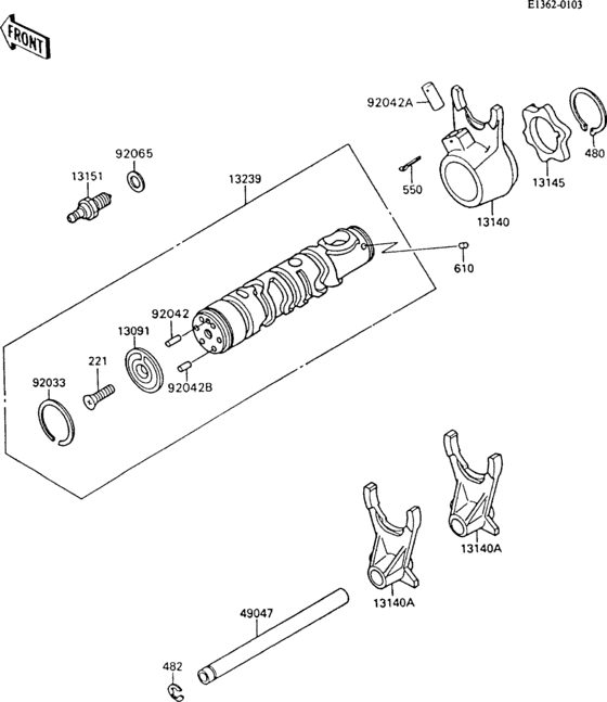 ZX600 Валы и вилки переключения передач