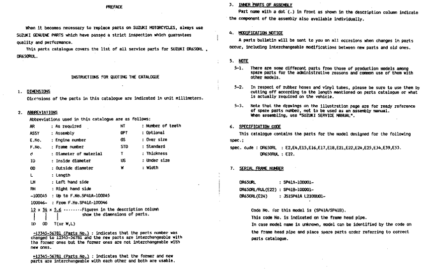 DR650 Catalog preface