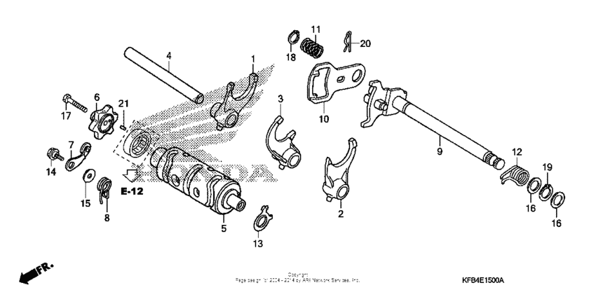 Gearshift drum + gearshift fork
