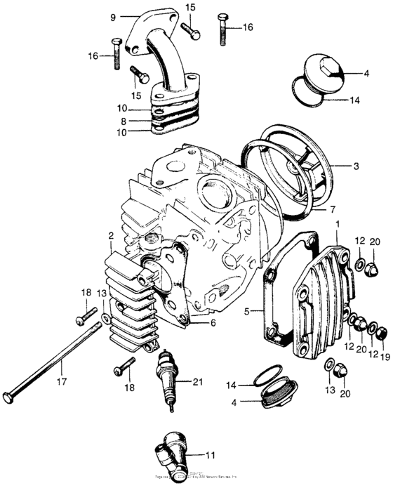 Cylinder head cover + inletpipe + spark plug