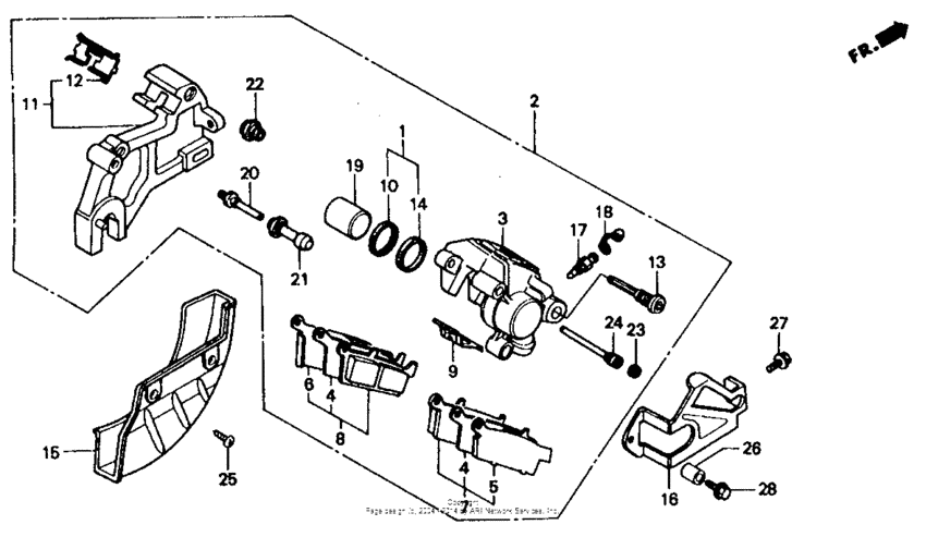 Rear brake caliper 91-92