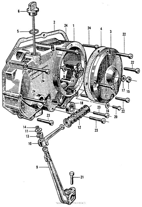 Right crankcase cover + kick starter arm