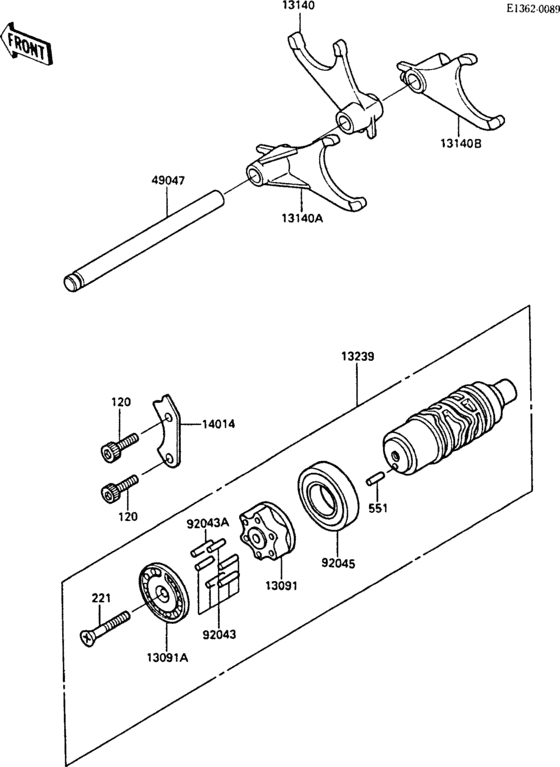ZX1000 Валы и вилки переключения передач