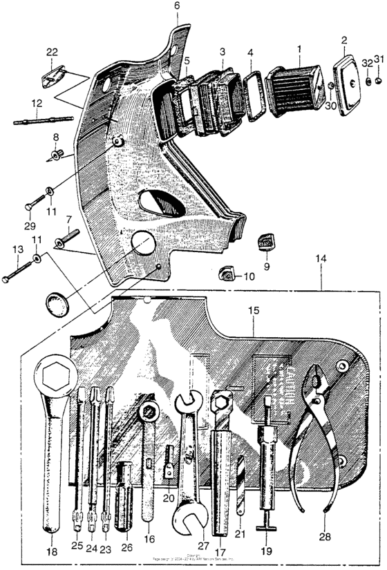 Air cleaner + tools + front cover