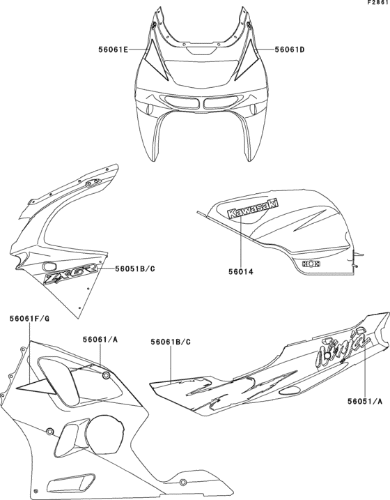 ZX600 Decals(green / white)(zx600-f1)
