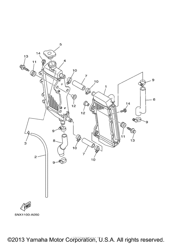 YZ250R Радиатор и Патрубки
