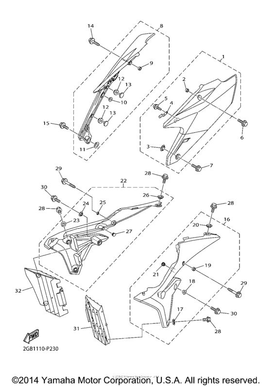 WR250FF Боковые обтекатели