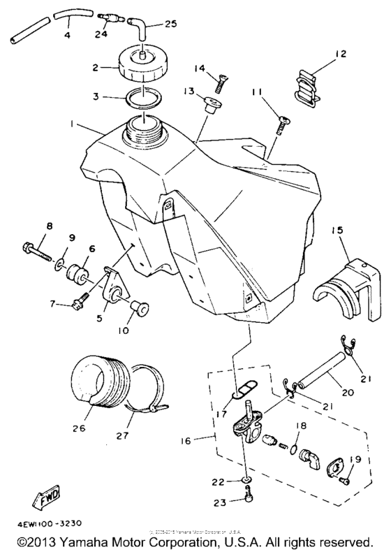 YZ125E Топливный бак
