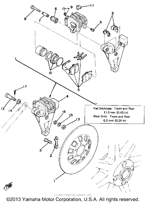 Rear disc brake caliper