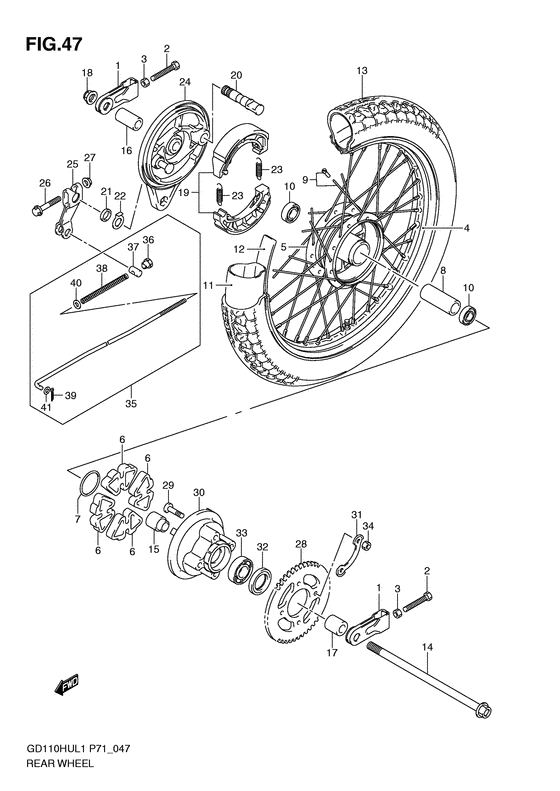 Rear wheel complete assy