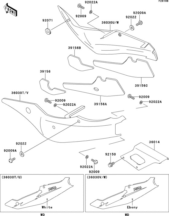ZX750 Side covers / chain cover(zx750-l3)