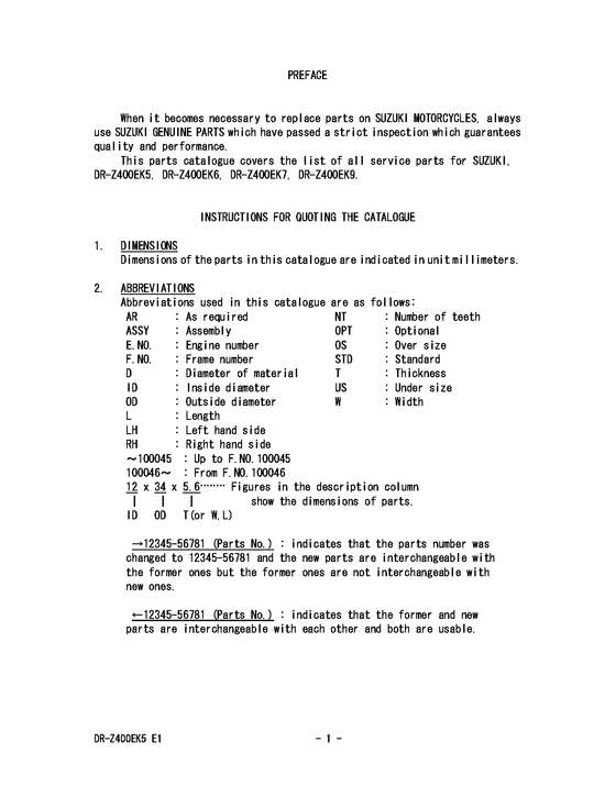 DR-Z400 Catalog preface