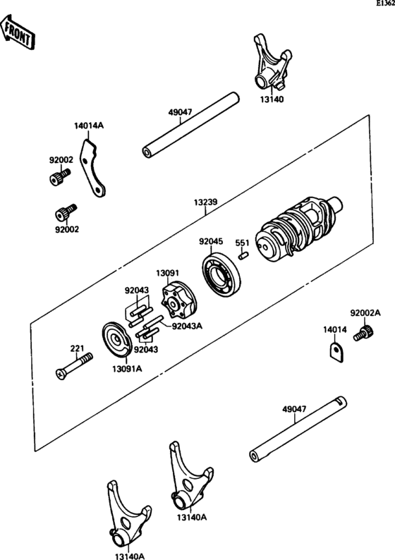 ZX750 Валы и вилки переключения передач