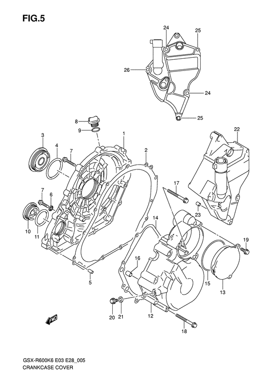 GSX-R600 Crankcase cover ass`y  (v