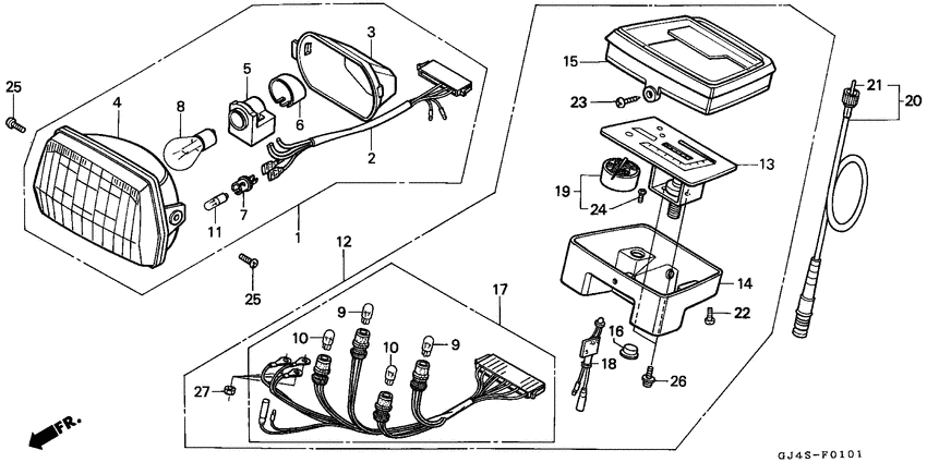 Headlight/speedometer