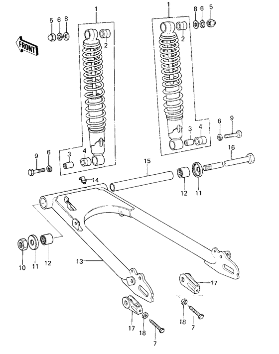 Swing arm/shock absorbers
