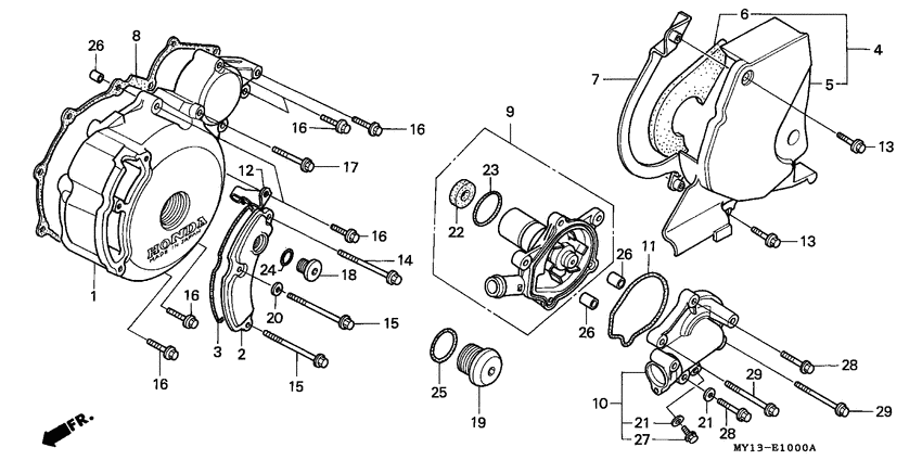 Left crankcase cover/ water pump