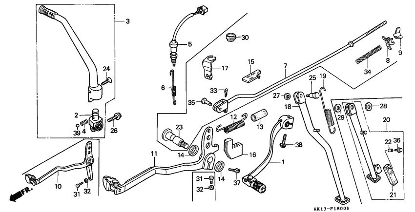 Pedal/kick starter arm