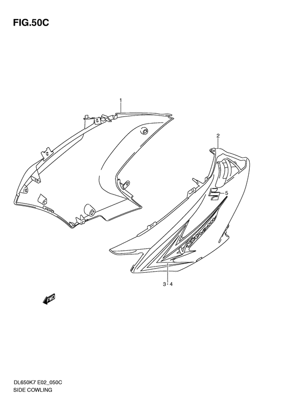 DL650 (ABS) Side cowling