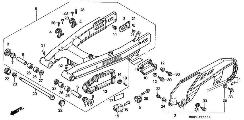 Rear fork/chain case