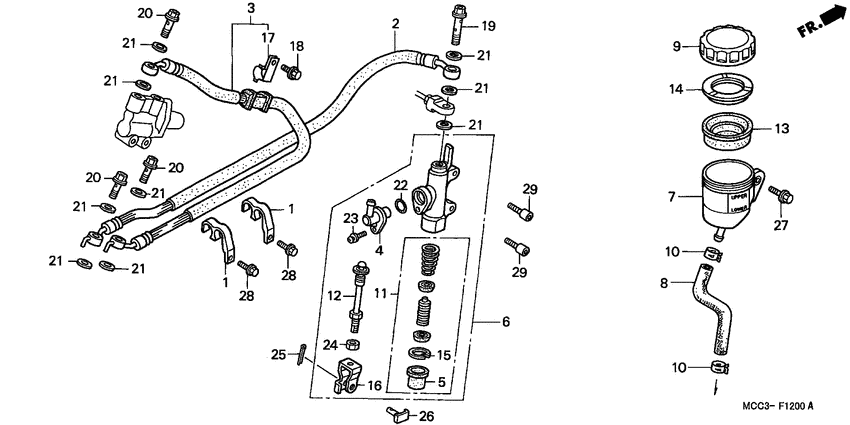 Rr. brake master cylinder