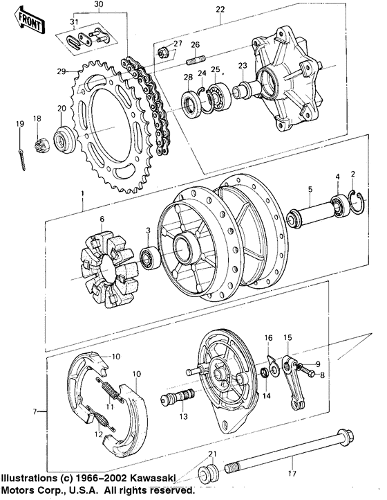 Rear hub/brake/chain