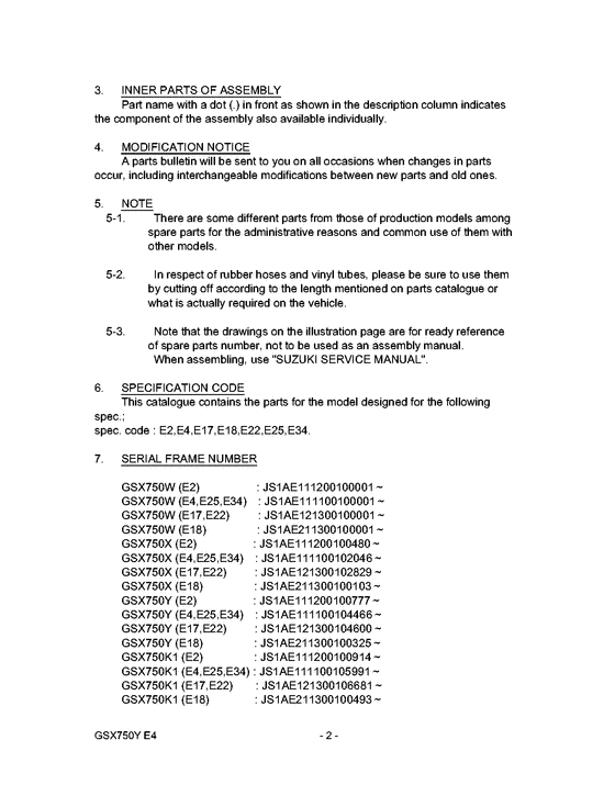 GSX750 Catalog preface