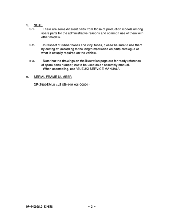 DR-Z400 Catalog preface