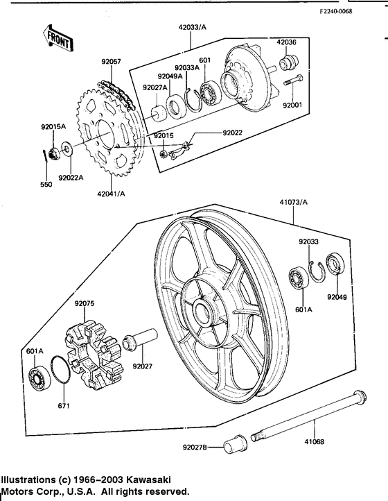 Rear wheel/hub/chain