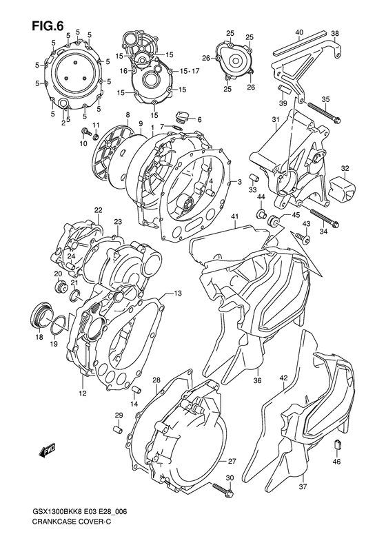 GSX1300BK Crankcase cover ass`y  (v