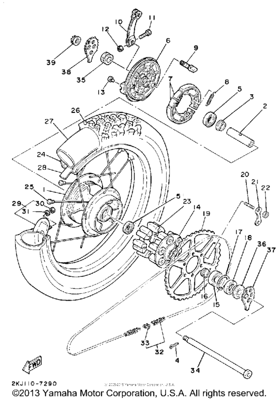XT350U Переднее колесо