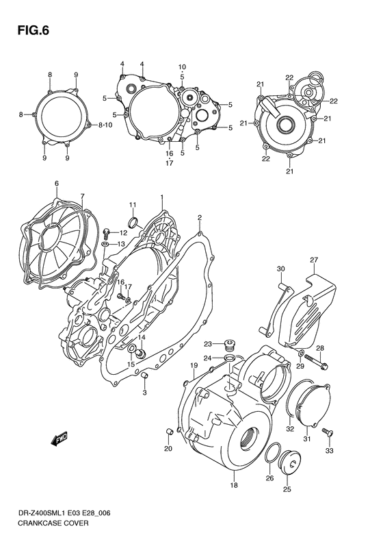 DR-Z400 Crankcase cover ass`y  (v
