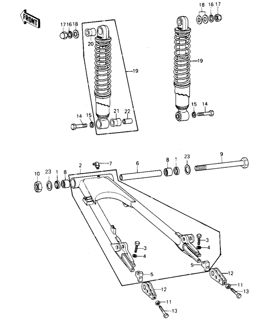 Swing arm/shock absorbers