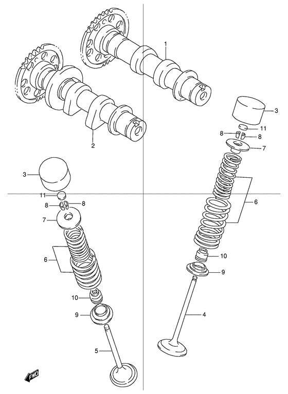 DR250 Распределительный вал  /  клапана