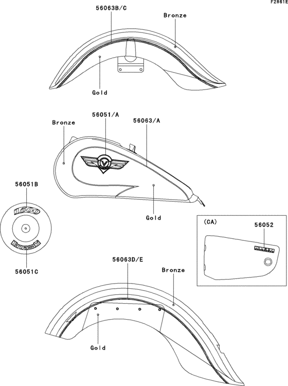 VN1500 Decals(bronze / gold)(vn1500-e4)