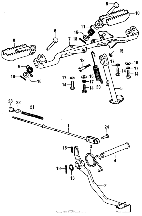 XR75 Brake pedal + side stand