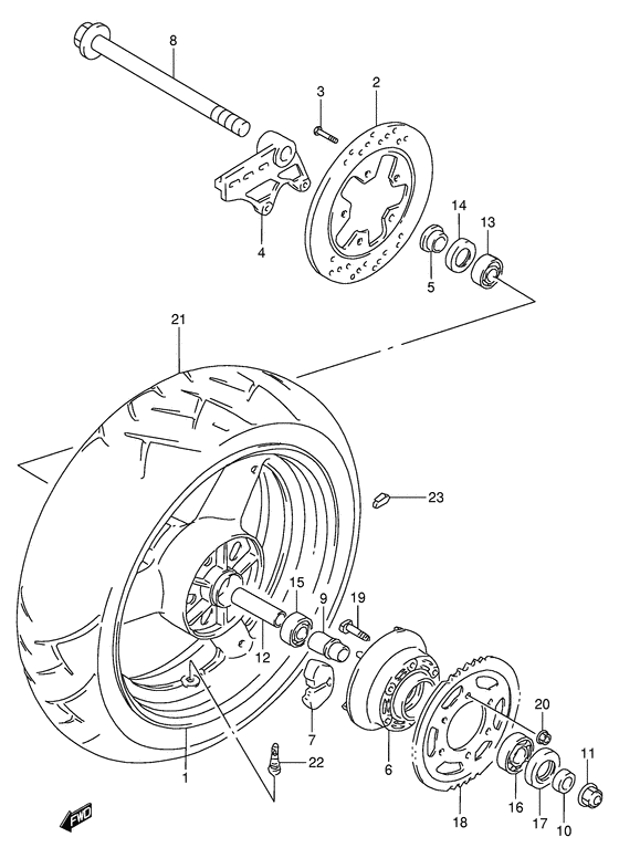Rear wheel complete assy