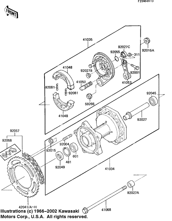 Rear hub/brake/chain