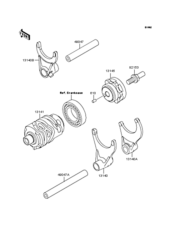 Gear change drum & forks